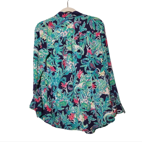 LILLY PULITZER Isla Silk button up blouse size M‎ - Picture 2 of 11